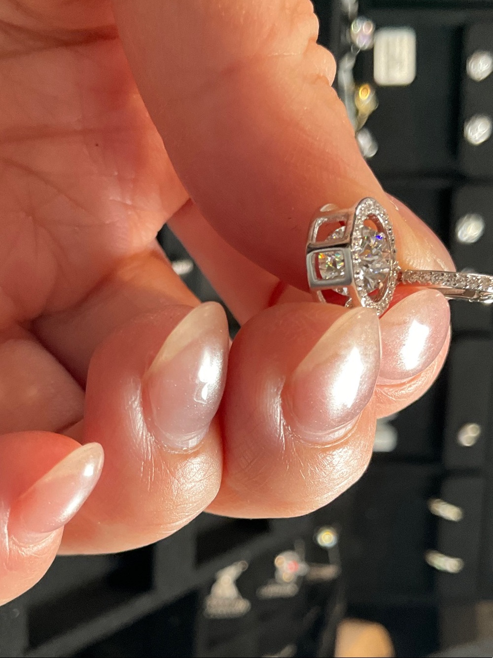 Elegant Silver Halo Engagement Ring with Clear Stone